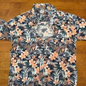 Hurley Peach & Navy Floral Button-Down Shirt